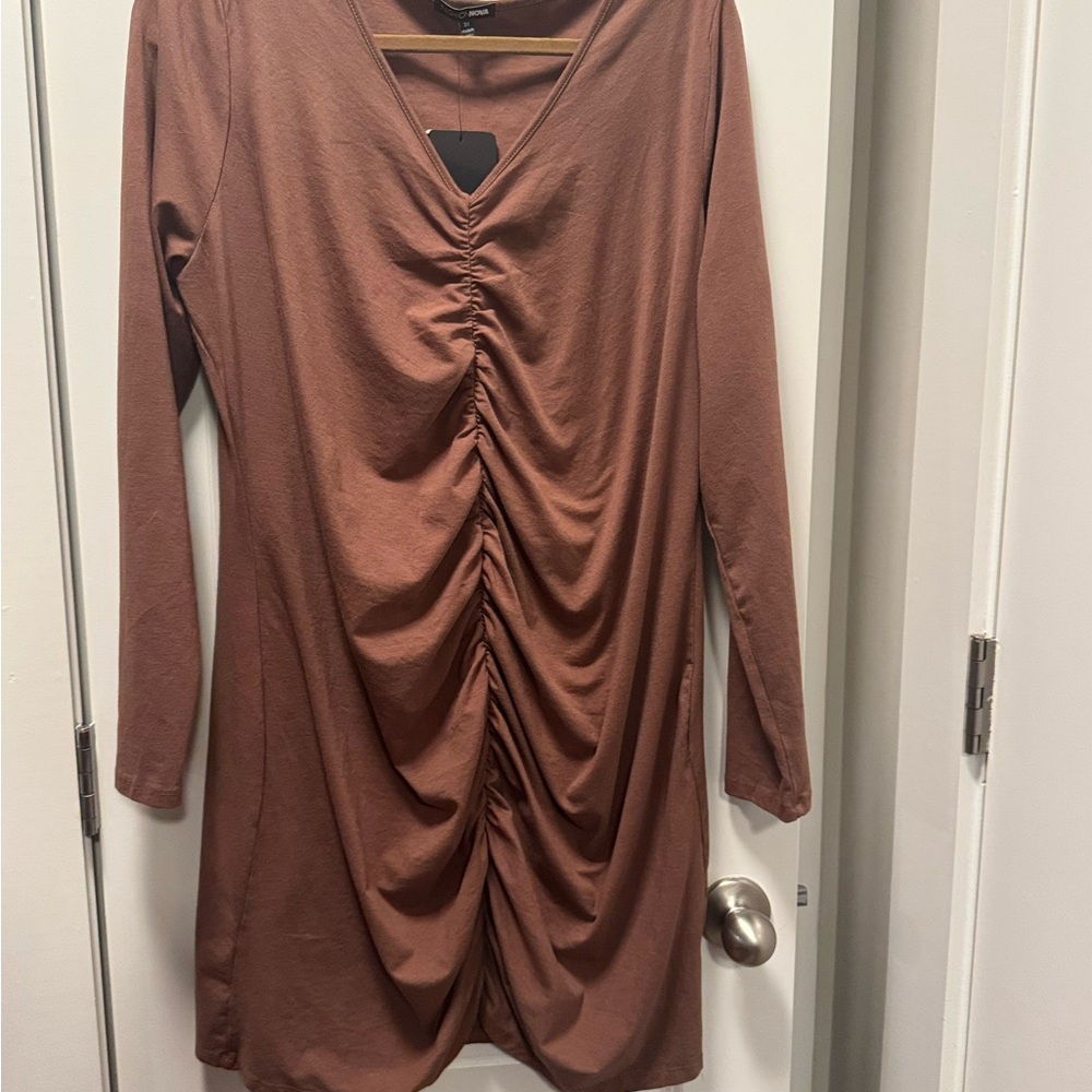 Fashion Nova Chocolate Ruched Dress